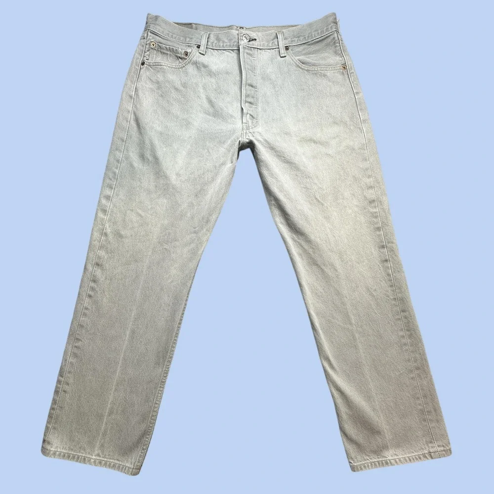 Vintage Levi's 501 Jeans Mens 38x32 (35x29) Gray Straight Leg Button Fly Denim